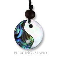 Halskette Anhänger Perlmutt Amulett 3cm Ying Yang Design längenverstellbar N233