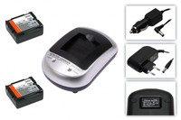 2x Akku Batterie Li-Ion 700 mAh + Ladegerät 5101 für Panasonic NV-GS27