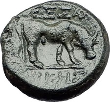 Thessalonica Macedonia 158BC Athena Bull Authentic Ancient Greek Coin i58082