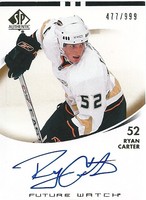 Ryan Carter Upper Deck SP Authentic 2007/08 Future Watch Autograph x/999