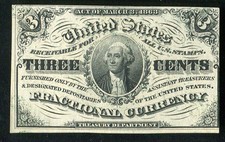 3 Three Cents Third Issue Fractional Currency Note Uncirculated