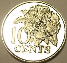 Rare Proof Trinidad & Tobago 1977 10 Cents~5,337 Minted~Hibiscus~Free Shipping