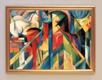 BLAUER REITER FRANZ MARC STALLUNGEN DETAIL um 1913 AUF LEINWAND 33 im Goldrahmen