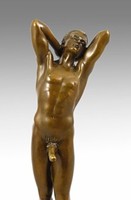EROTIK BRONZE AKT - JUNGER MANN m. PHALLUS - signiert