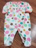 Girls Carters Fleece White Dot Footed Pajamas Size 3 months