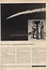 1953 Boeing F-99 Bomarc surface-to-air missile photo ad Vintage Rocket