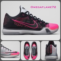 Sz 11 Nike Kobe X Elite Low Mambacurial Flyknit 747212-010 Ltd Edit Black Pink