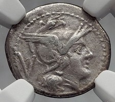 Roman Republic WAR v HANNIBAL 2nd PUNIC WAR 211BC Ancient Silver Coin NGC i60085