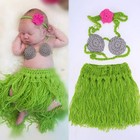 Baby Girl 3 Pcs Costume Photography Prop Knitted Headband Bra and Skirt Set #LED