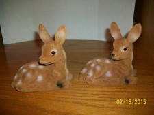 Vintage lot of Two Felt Covered Spotted Deer made in Hong Kong