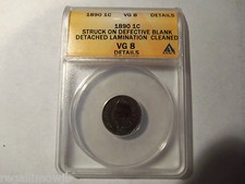1890 Indian Head Cent Erra Coin 1 of a kind Struck On Defective Blank