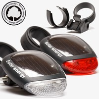 LED Wasserdicht SolarEnergie Standlicht Vor+Rücklicht Fahrradlicht Beleuchtung