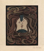 Der Kuss Peter Behrens japanischer Farbholzschnitt Designer Bütten H A3 0563