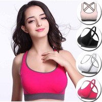 Sport BH Bustier TOP Microfaser Bra Push up Fitness Unterwäsche Nahtlos S-2XL