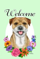 Garden Indoor/Outdoor Welcome Flag (Flowers) - Border Terrier 631221