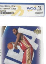 2003  LEBRON JAMES  UPPER DECK RC CLEVELAND #21    GRADED 10