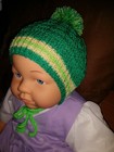 Hand Knitted Cashmere Hat Handmade Baby Boy Green 3-9 Month New