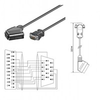 SCART AN VGA ADAPTER KABEL FÜR BEAMER EURO AV TV 2m 2 m