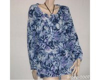 Damen Tunika Longshirt Shirt 36 38 40 42 weiß/blau alloverprint TCM / Tchibo NEU