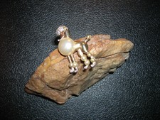 ~Vintage Crown Trifari Standard Poodle Pearl& Rhinestone Brooch Pin Pat Pend~