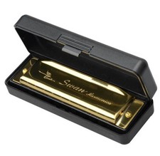 Swan Harmonica 10 Holes Key of C GOLDEN w/ Case Blues Harp Metal Steel NEW