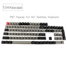 104 Keys PBT Grey Black Keycaps for Cherry MX Mechanical Switches Keyboard
