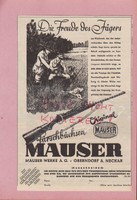 OBERNDORF, Werbung 1936, Mauser-Werke AG Waffen Jagd-Sport-Verteidigung