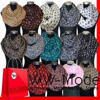 Neu! XXL!Trendiger Sommer LOOP Rundschal EULEN-Muster Schlauchschal Schal Tuch
