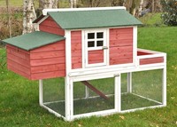 Hühnerstall Voliere "Helene" 160 x 80 x 110 cm (LxBxH) lasiert, Farbe: rot weiß