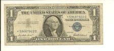 1957* $1 Silver Certificate Star Note * 5968 7922 C . Star Note