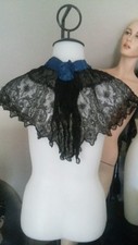 New listing
Antique Victorian Blue Roses Black Chantilly Lace Shawl Cape Mourning