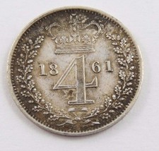 Great Britain 4 Pence 1861 Queen Victoria Au .0561 Oz Queen Victoria