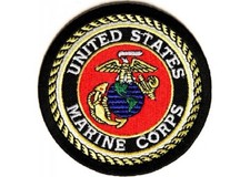 (A65) United States Marine Corps 3" sew / iron on patch Black (2173) Biker