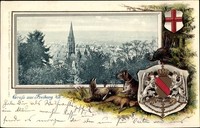 Präge Wappen Ak Freiburg im Breisgau Baden Württemberg, Stadt, Mün... - 10082299