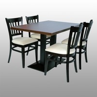 Gastronomie Sitzgruppe: 1x Tisch 110cm x 70cm + 4 Restaurantstühle Eiche massiv