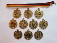 10 Medaillen (für fast alle Sportarten) mit Wunschemblem und Deutschland-Bändern