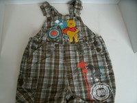 Disney Winnie the Pooh Boys Overall Shorts Shortalls Brown Plaid Size 18 Months