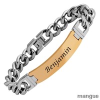 Armband Edelstahl mit Diamantgravur 20,5 cm - Gravur nach Wahl Damen/Herren NEU