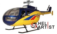 Bo-105 GELB-BLAU Voll GFK-Rumpf fuselage 450 Heli zB T-Rex Heliartist KDS Blade