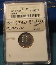 1938 Roosevelt Dime Pf 66 Anacs #1112525 Rotated Reverse