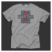 Retro Martini Racing Classic Le Mans Vintage Porsche Print Grey T-shirt