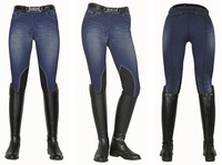 Reithose -Summer Denim- Alos Kniebesatz  Stretch-Material atmungsaktiv 3070  Neu