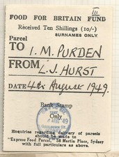 Australia 1949 Food For Great Britain Fund 10/- paid Bob Vfu L%$K Nn29