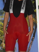  Radsport Trägerhose Fahrradhose Radhose rot silber Gr. 3  S NEU