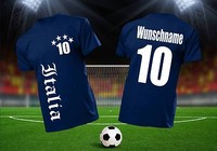 Fußball EM 2016 Fan Shirt Italien Italia T-Shirt Trikot blau Herren Wunschdruck