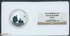 2011-P $2 Lunar Year Of Rabbit 2 Oz. Silver Coin Series 2 Australia Ngc Ms70 !