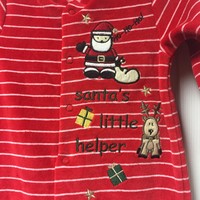 Santa's Little Helper Christmas Holiday Sleeper PJ Baby Size 6-9 M Months Red
