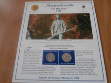 2000 Massachusetts State Quarter P&D Mint Postal Commemorative Society Statehood