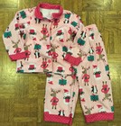 Girls Pink Christmas Pajamas Holiday Size 3T Good Condition