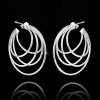 MATERIA Original 925 Silber Creolen Ohrstecker - Damen Ohrringe Creolen Form